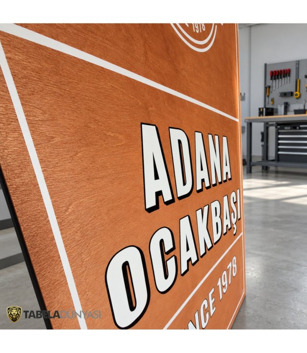 Adana Ocakbaşı Ahşap Işıklı Tabela