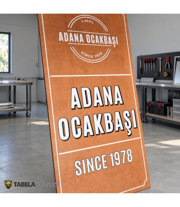 Adana Ocakbaşı Ahşap Işıklı Tabela
