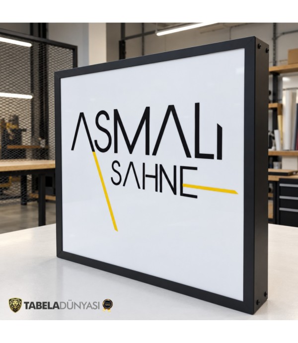 Asmalı Sahne Çift Taraflı Işıklı Kare Fener Tabela