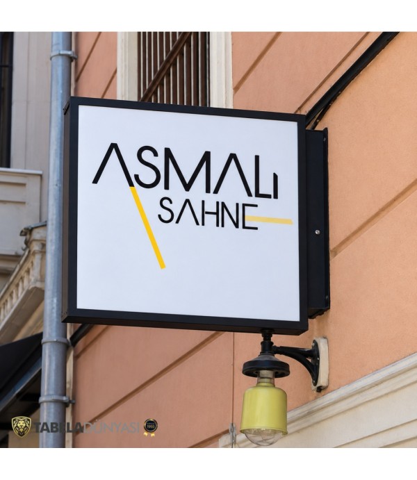 Asmalı Sahne Çift Taraflı Işıklı Kare Fener Tabela