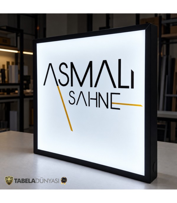 Asmalı Sahne Çift Taraflı Işıklı Kare Fener Tabela
