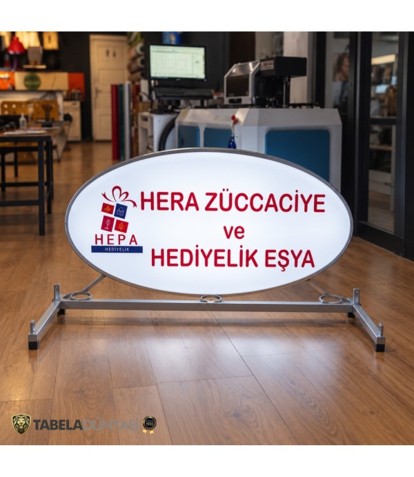 Hera Züccaciye Işıklı Elips Tabela | 94 × 55 cm Çift Taraflı