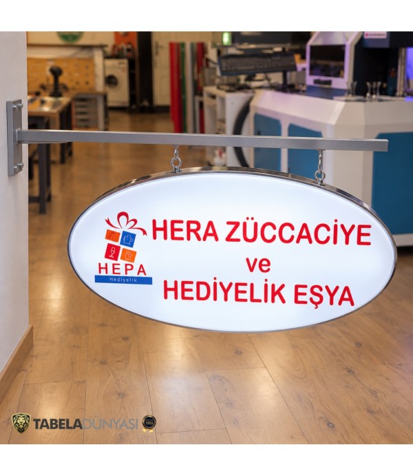 Hera Züccaciye Işıklı Elips Tabela | 94 × 55 cm Çift Taraflı