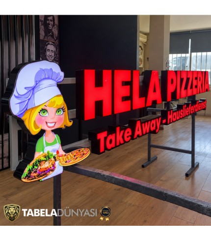 İsviçre Hela Pizzeria Işıklı Kutu Harf Tabela