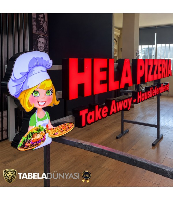 İsviçre Hela Pizzeria Işıklı Kutu Harf Tabela
