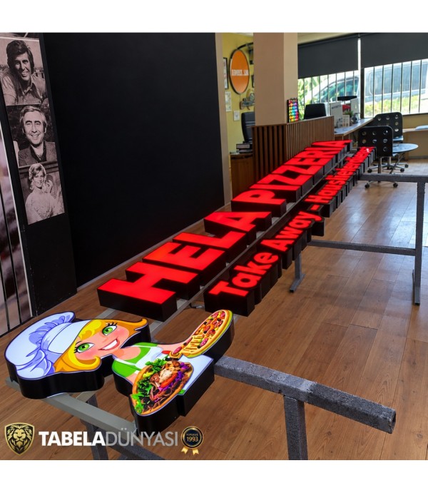 İsviçre Hela Pizzeria Işıklı Kutu Harf Tabela