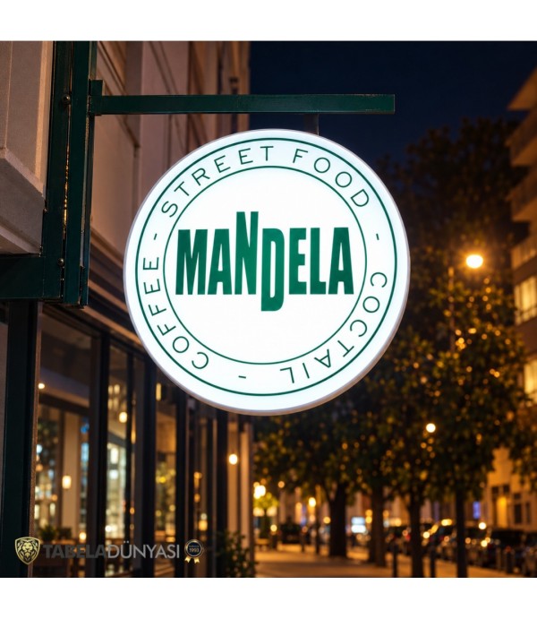 Mandela Coffee ışıklı hazır daire tabela
