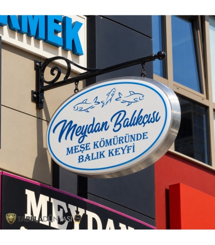 Meydan Balıkçı İzmir Çift Taraflı Işıklı Elips Hazır Tabela