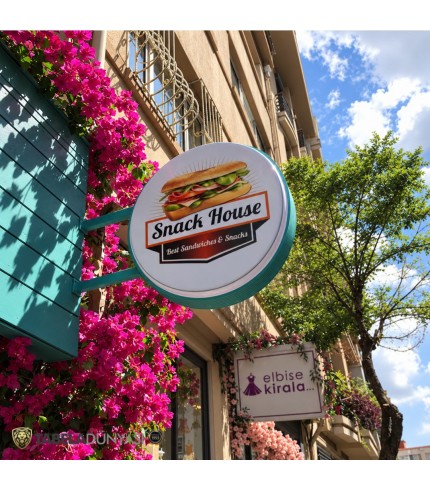 Snack House Işıklı Çift Taraflı Daire Hazır Tabela