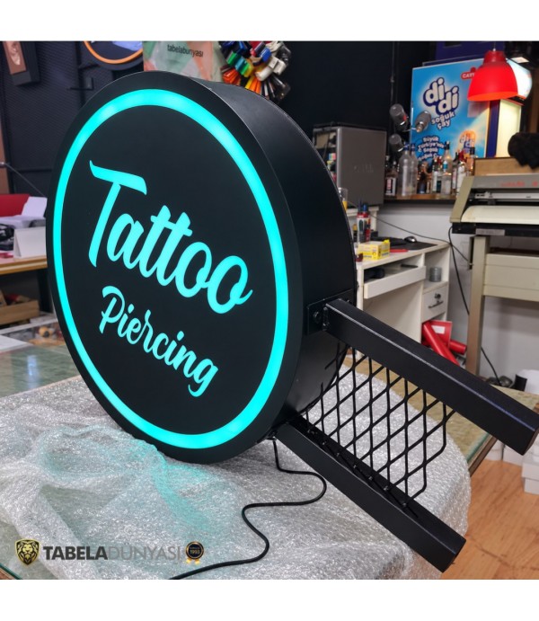 Tattoo Studio ışıklı hazır daire tabela