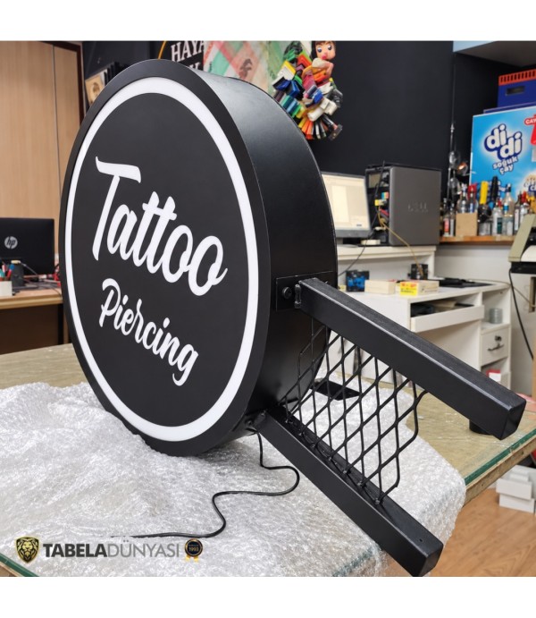 Tattoo Studio ışıklı hazır daire tabela