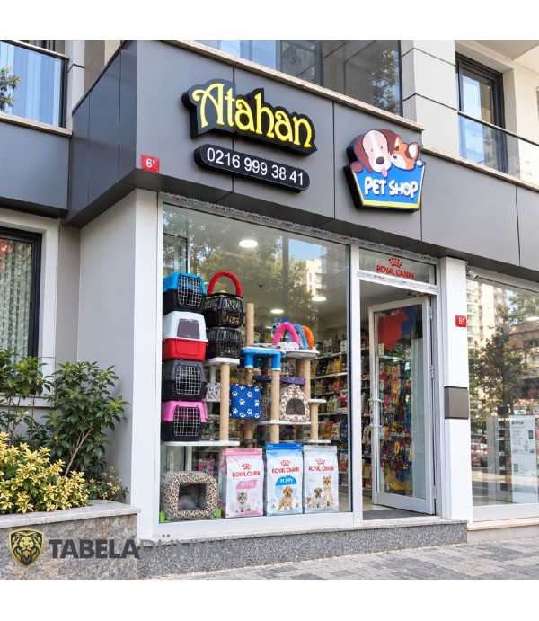 Pet Shop Cephesine Özel 3D LED Tabela