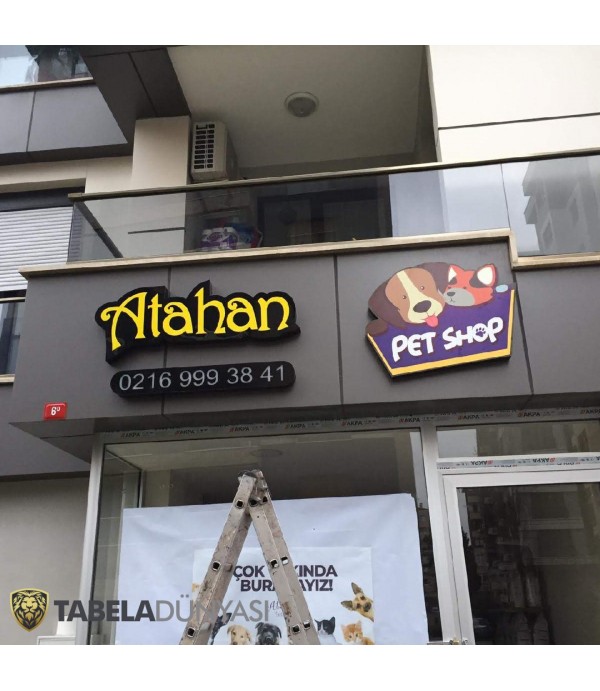 Pet Shop Cephesine Özel 3D LED Tabela