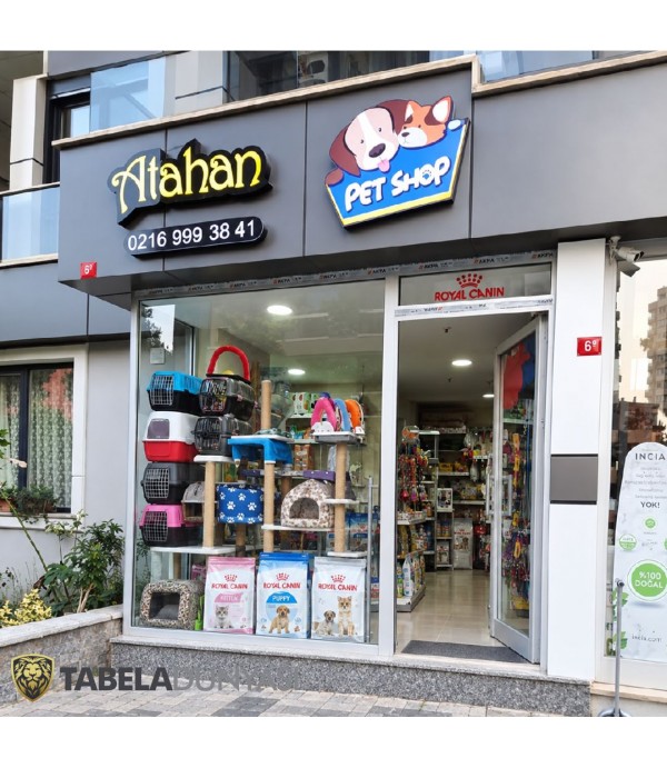 Pet Shop Cephesine Özel 3D LED Tabela