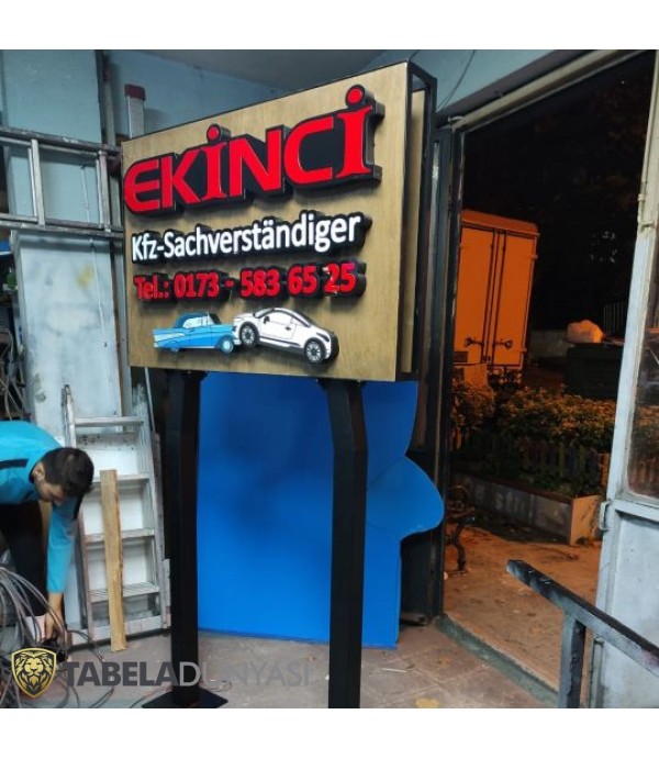 Ekinci Almanya Ahşap Işıklı Kanopi Tabela