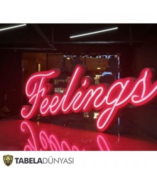 Fransa Feelings Neon Görünümlü Led Tabela
