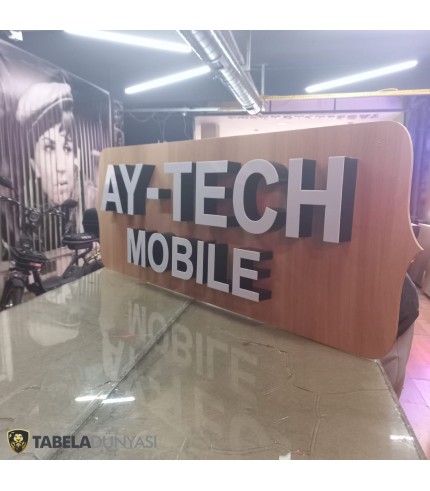 Aytech Mobile Ahşap Zemin Üzeri Işıklı Kutu Harf Tabela