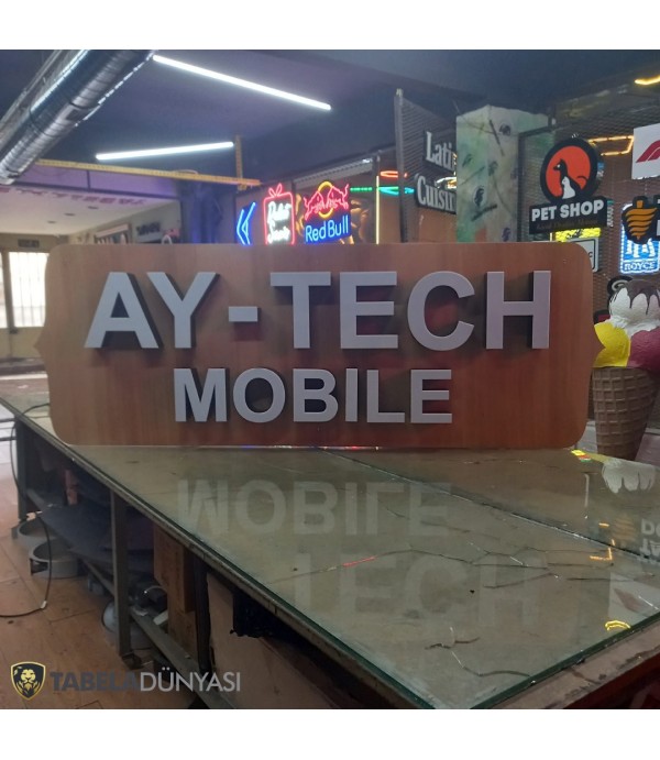 Aytech Mobile Ahşap Zemin Üzeri Işıklı Kutu Harf Tabela