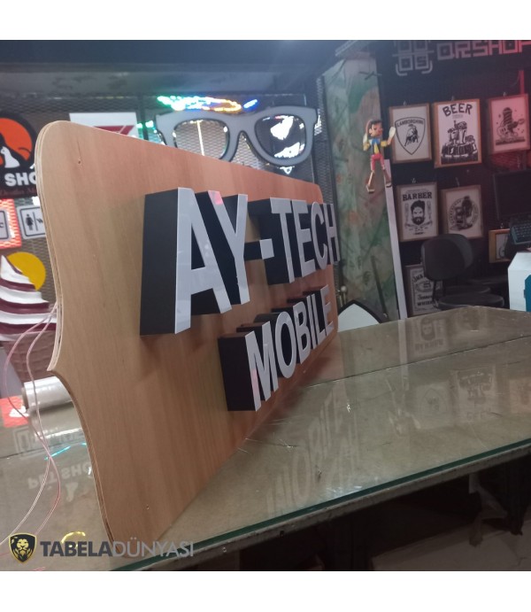 Aytech Mobile Ahşap Zemin Üzeri Işıklı Kutu Harf Tabela