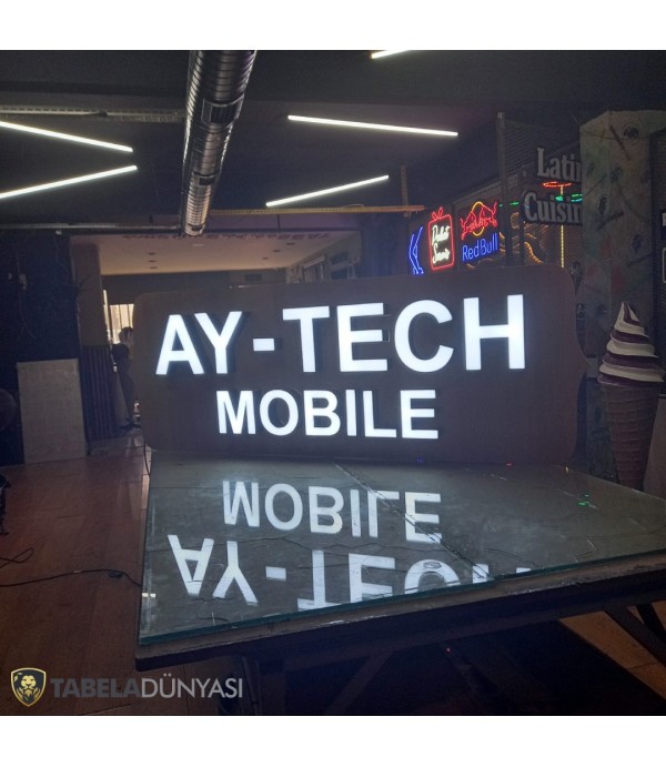 Aytech Mobile Ahşap Zemin Üzeri Işıklı Kutu Harf Tabela