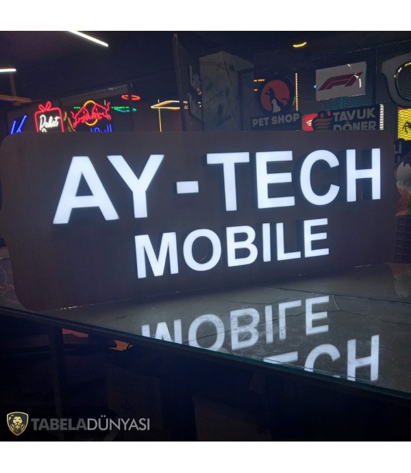 Aytech Mobile Ahşap Zemin Üzeri Işıklı Kutu Harf Tabela