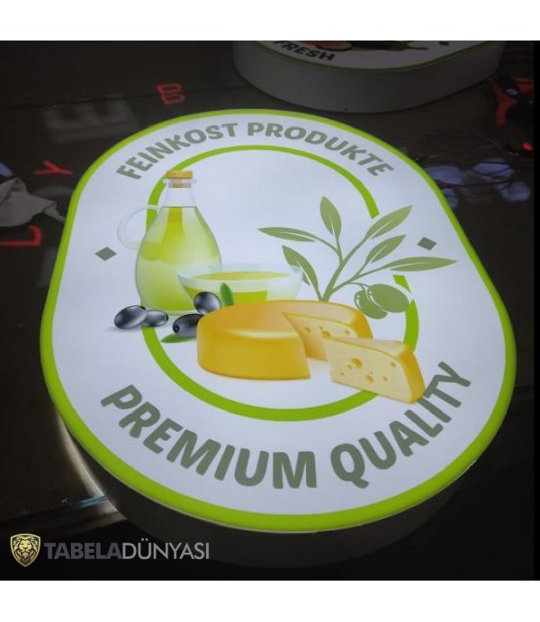 Yurt Dışı Şarküteri İçin Işıklı Kutu Logo Üretimi ve Şablonlu Sevkiyat