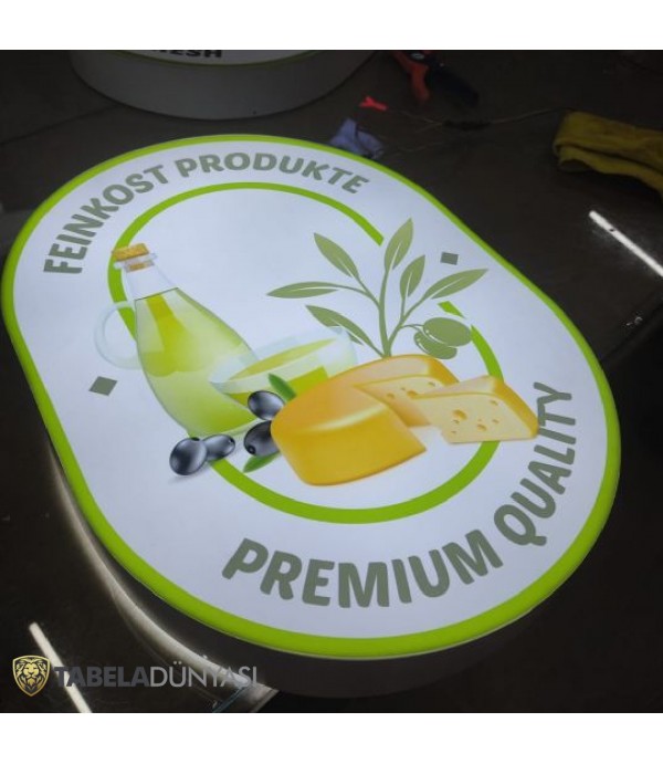 Yurt Dışı Şarküteri İçin Işıklı Kutu Logo Üretimi ve Şablonlu Sevkiyat