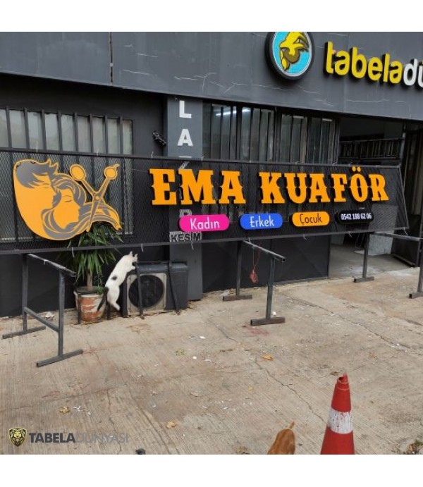 Ema Kuaför Işıklı Kutu Harf Tabela