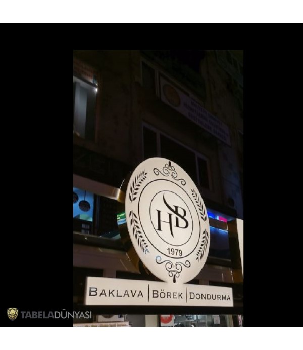 Hacıbey Baklava Börek Maltepe Gold Krom Işıklı Kutu Harf Tabela