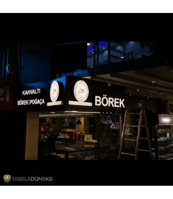 Hacıbey Baklava Börek Maltepe Gold Krom Işıklı Kutu Harf Tabela