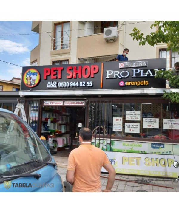 Aren Pet Shop Işıklı Kutu Harf Tabela