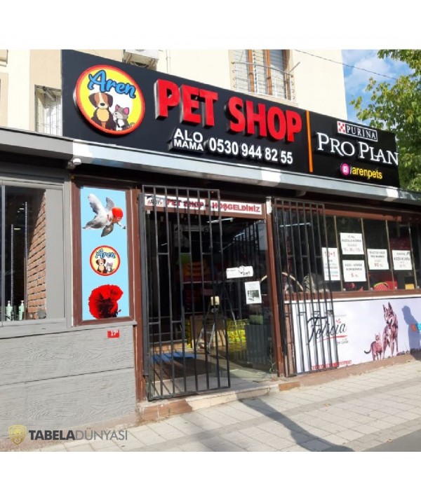 Aren Pet Shop Işıklı Kutu Harf Tabela
