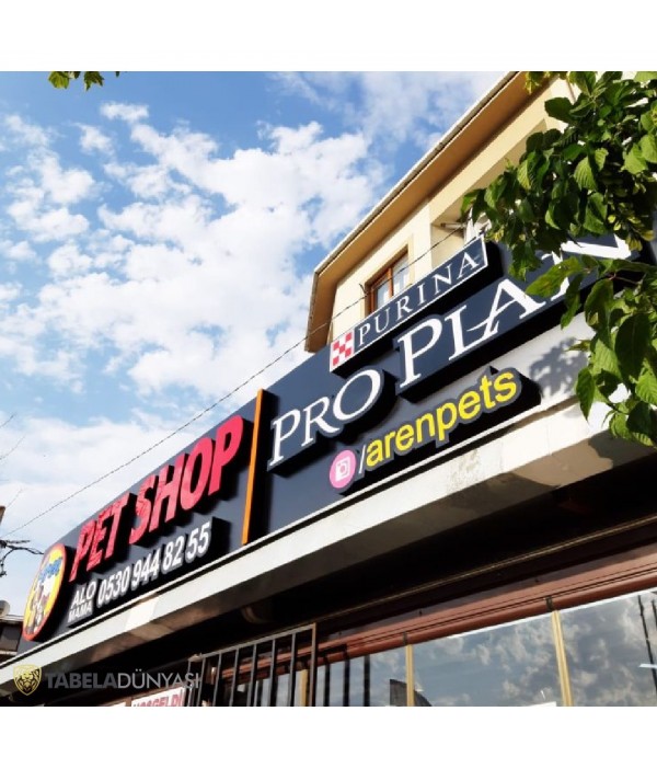 Aren Pet Shop Işıklı Kutu Harf Tabela