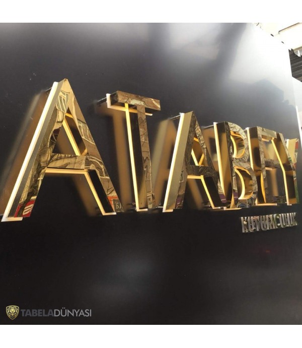 Atabey Kuyumculuk Endirekt LED Aydınlatmalı Gold Krom Kutu Harf İmalatı