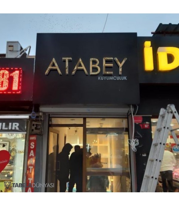 Atabey Kuyumculuk Endirekt LED Aydınlatmalı Gold Krom Kutu Harf İmalatı