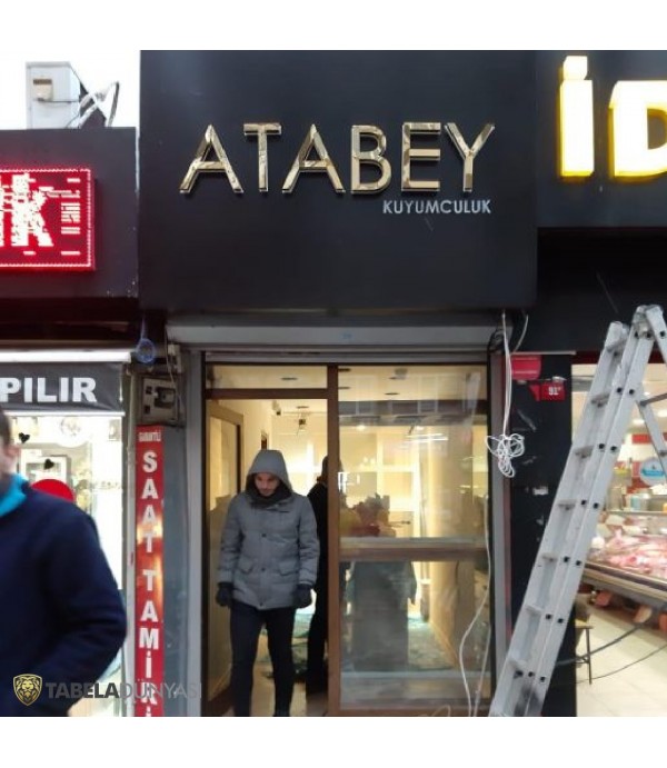 Atabey Kuyumculuk Endirekt LED Aydınlatmalı Gold Krom Kutu Harf İmalatı