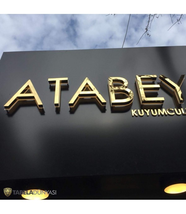 Atabey Kuyumculuk Endirekt LED Aydınlatmalı Gold Krom Kutu Harf İmalatı