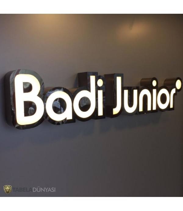 Badi Junior İçten LED Aydınlatmalı Fileli Bronz Krom Kutu Harf