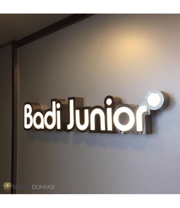 Badi Junior İçten LED Aydınlatmalı Fileli Bronz Krom Kutu Harf