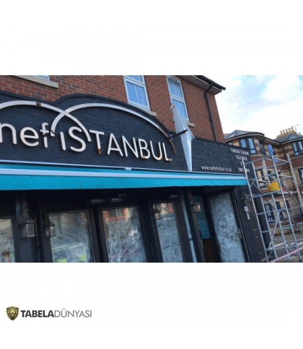 NefIstanbul Oxford Endirek Led Aydınlatma Sarı Gold Kutu Harf Tabela