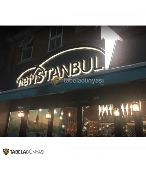 NefIstanbul Oxford Endirek Led Aydınlatma Sarı Gold Kutu Harf Tabela