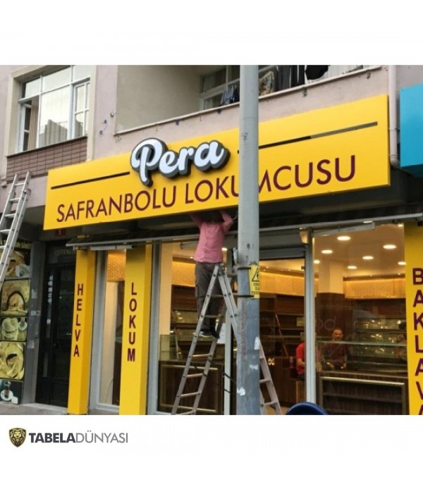 Pera Safranbolu Lokumcusu Led Aluminyum Fileli Tabela