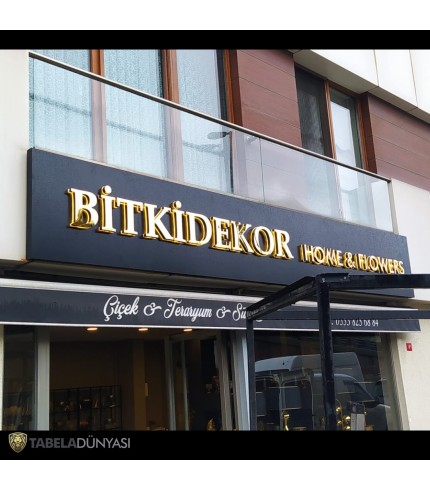 Bitki Dekor Home Endirekt LED Gold Kutu Harf Tabela