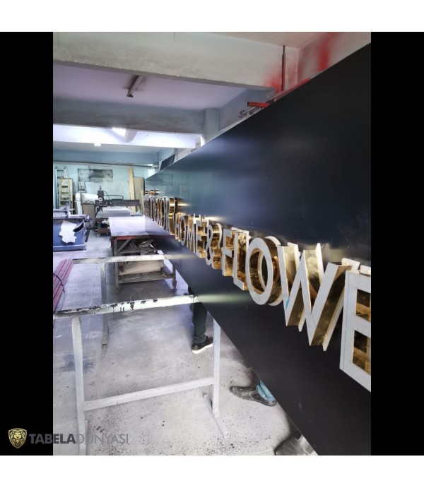 Bitki Dekor Home Endirekt LED Gold Kutu Harf Tabela