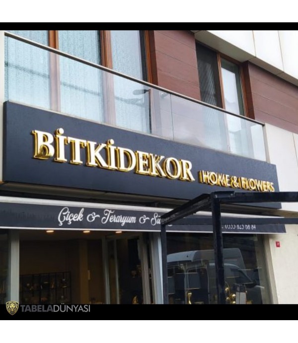 Bitki Dekor Home Endirekt LED Gold Kutu Harf Tabela