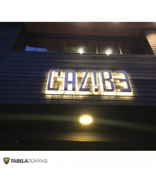 Cazibe Endirekt LED Aydınlatmalı Gold Krom Kutu Harf