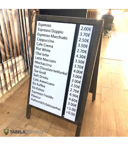 Almanya Işıklı Çift Taraflı Ahşap Menü Tabelası