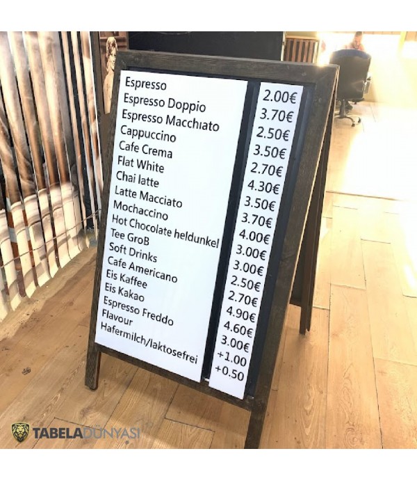 Almanya Işıklı Çift Taraflı Ahşap Menü Tabelası