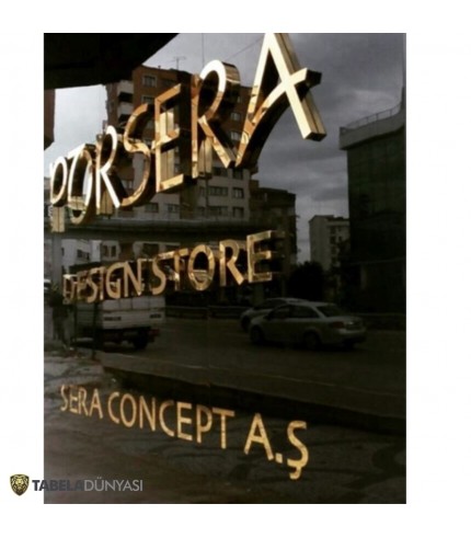 Porsera Design Store (Serapool) Sarı Krom Kutu Harf