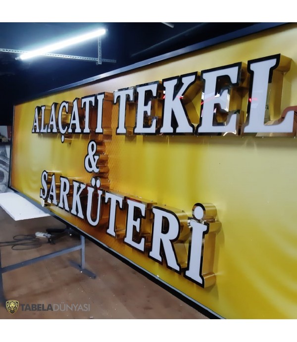 Şarküteri İçin Göz Alıcı Fileli Gold Kutu Harf Tabela